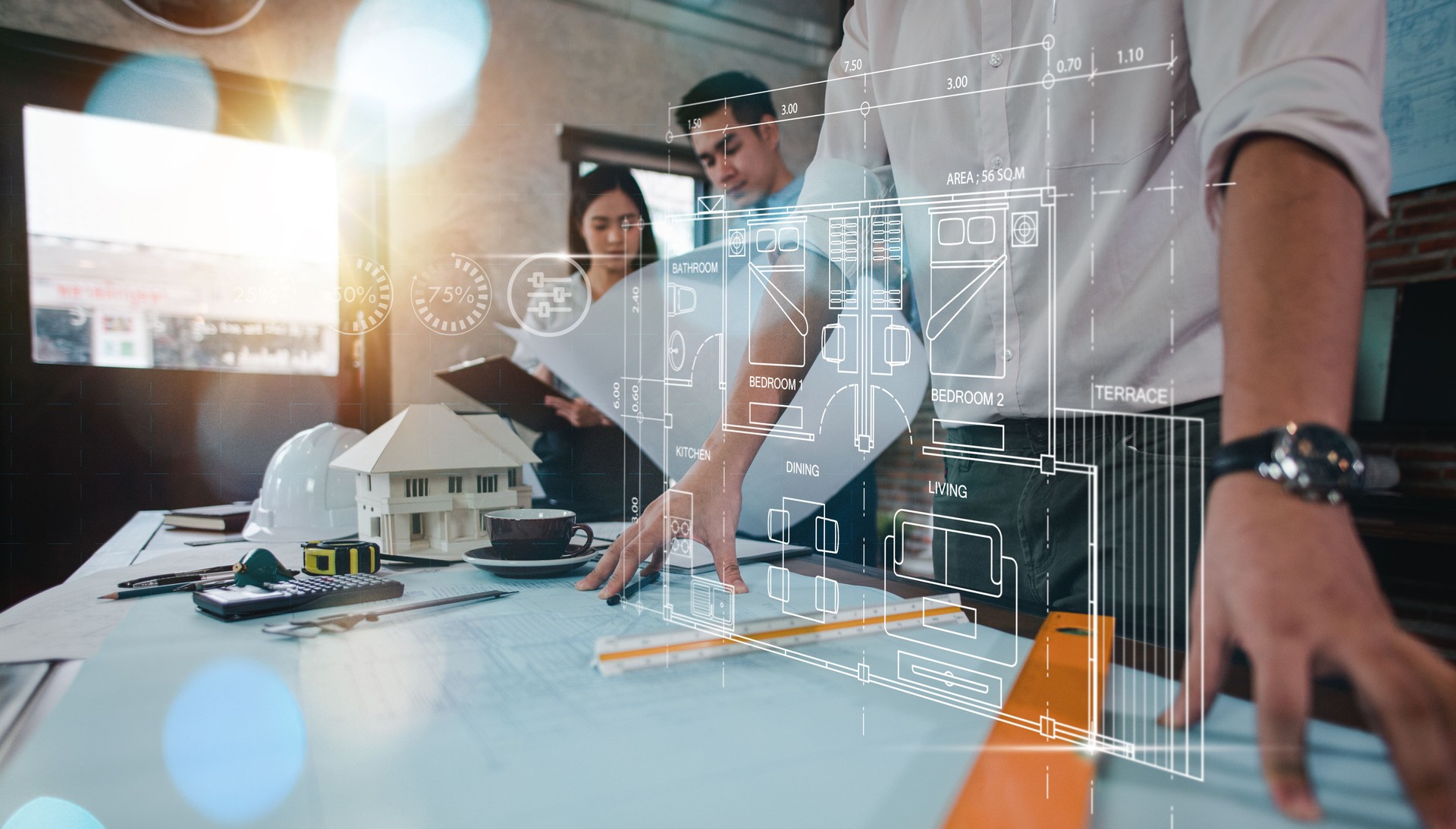 architecture, blueprint, measurement, calculate, building, engineer, iot, calculator, mathematical.